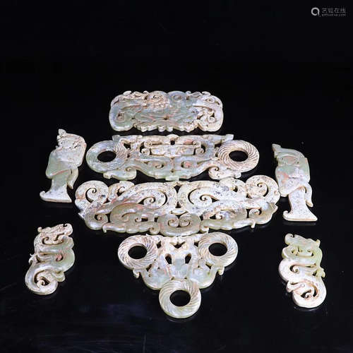 A SET OF HEITIAN JADE 475 BC - 87 BCE ZHANHAN DYNASTY