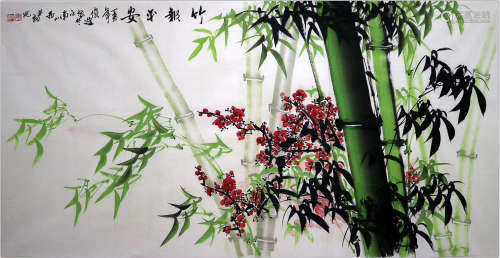 AN JUNYI  PAINTING BLOSSOMS&BIRD&BAMBOO