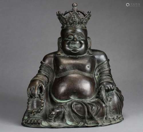 A Chinese Bronze Figure of Maitreya  from Qing Dynasty