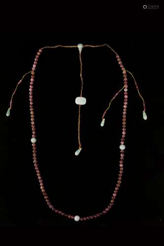 A very rare Chinese jadeite and Amethyst imperial court official’s necklace