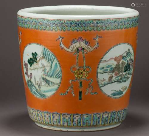 A Chinese famille-rose flower pot from Qing Dynasty