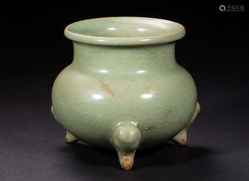 A Chinese Celadon-glazed  tripod censer from Song Dynasty