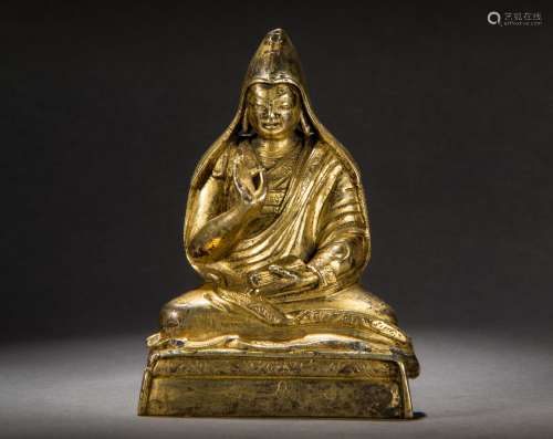 Gilt bronze Sixth Panchen Lama Statue Han-Tibetan style 18th century