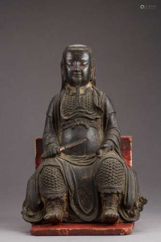 A Chinese bronze figure of Guardian Guan Yu from Ming Dynasty