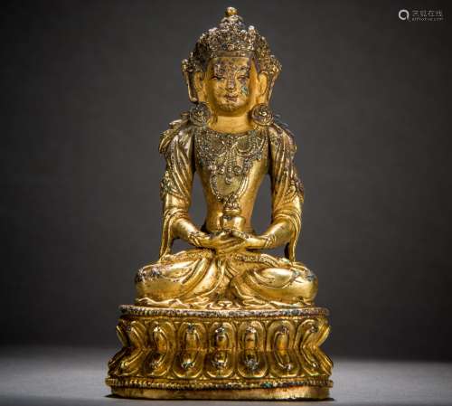 Gilt bronze Immeasurable Buddha statues Yong Xuan style 15th century