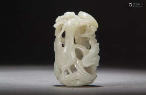 A carved Hetian White Jade Finial From Qing Dynasty