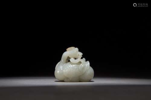 A Carved Hetian White Jade Figure of Auspicious Swans from Qing Dynasty