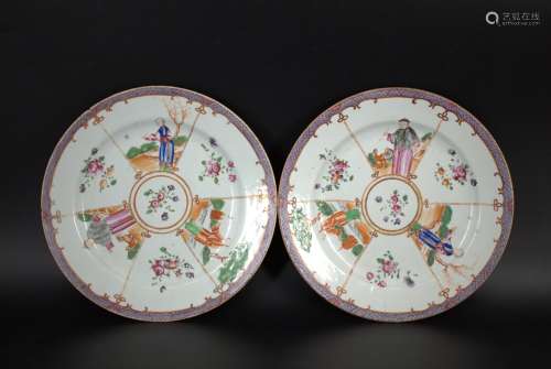 A pair of Chinese famille verte plates