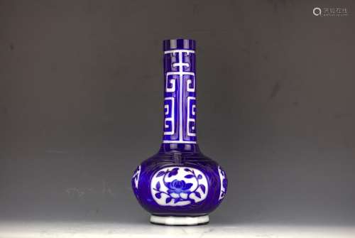 A 19th century Peking glass bottle vase blue on white-ground circa 1840