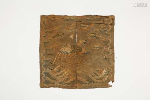 A rare imperial court official rank badge from Qing Dynasty