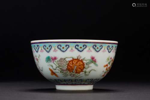 A famille-rose “Eight treasures” porcelain bowl