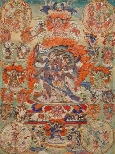 A Thangka of Guardian Buddha from the 19th Century