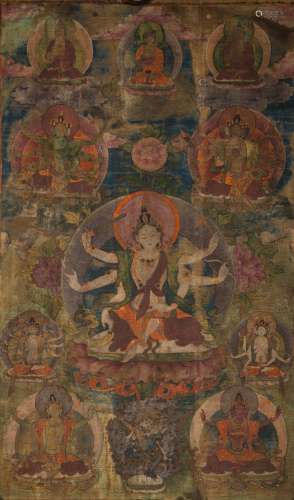  A Thangka of Six Arms Manjusri from the 18th Century