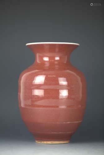 Ajun Red-Copper glazed wide mouth vase