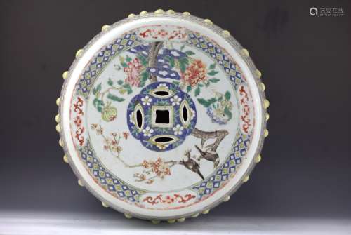 Chinese famille rose garden stool Qing Dynasty