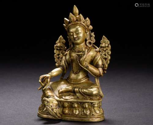 A Gilt Bronze Figure of Tara from Qing Dynasty