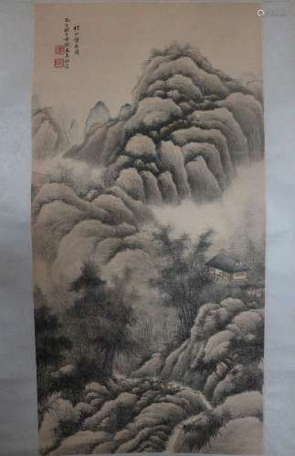 An Ink and Color on Paper of landscape by Wang Zhun Lin
