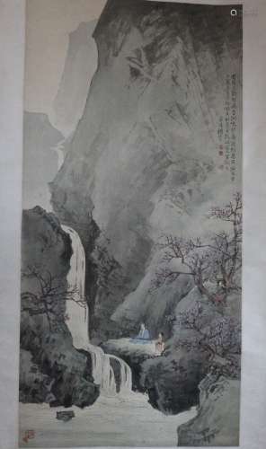 An Ink and Color on Paper of Landscape by Yang Man Hou