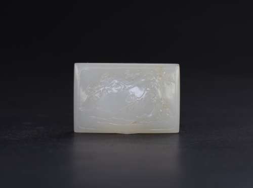 Qing - A Fine White Jade Carved PlumTree Belt Buckle
