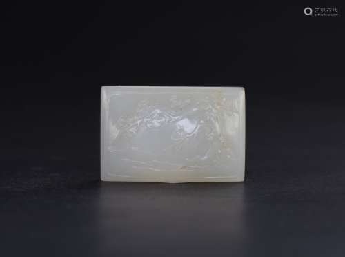 Qing - A Fine White Jade Carved PlumTree Belt Buckle