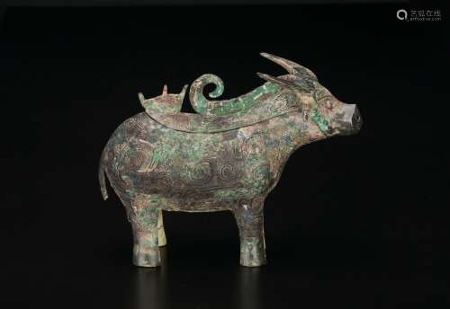Zhou - A Bronze Cow Ritual Wine Vessel