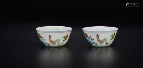 A Pair Of Doucai‘Chicken’Cup,