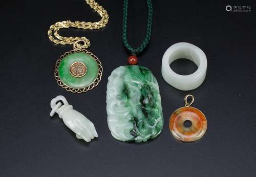 A Group Of Five Piece Jadeite