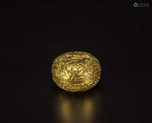 A Gilt Bronze‘Flowers’Paste Box And Cover