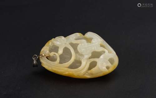 Qing - A Russet White Jade Carved Frog And Lotus