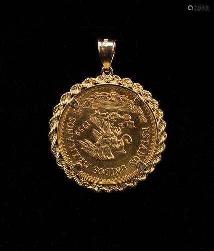 1959 Mexican 15gr Gold Coin Pendant