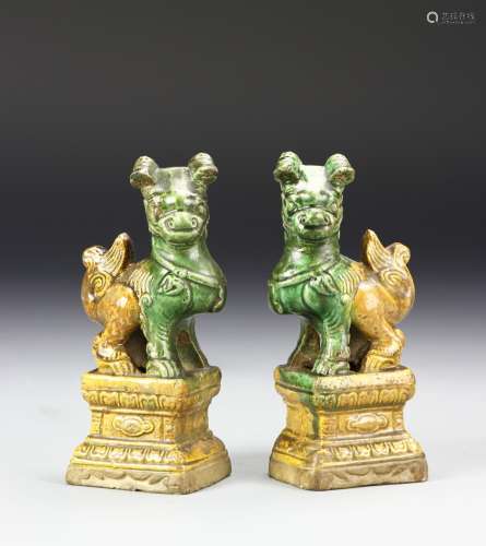 Pair of Sancai Foo Lions