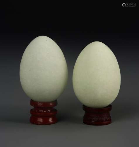 Two Stone Eggs With Base