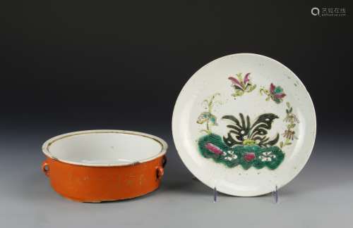 Chinese Famille Rose Plate and Bowl