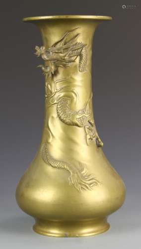 Japanese Brass Dragon Vase