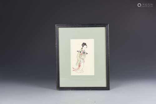 Chinese Lady Figure Painting Water Color