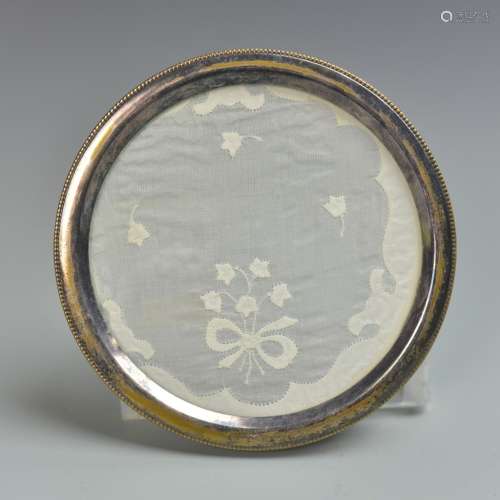 Chinese Silver Round Frame with Glass