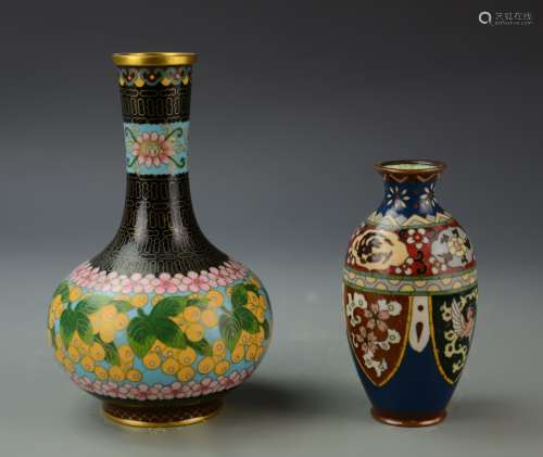 Chinese Two Cloisonne Vases