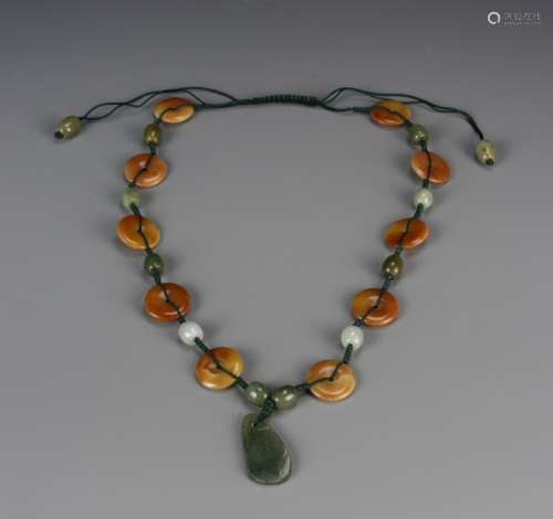 Chinese  Agate/ Jade Necklace