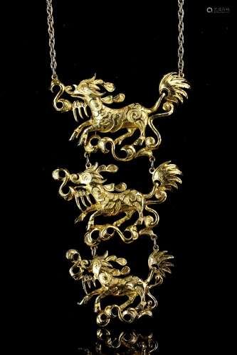 Chinese Gilt Kylin Pendants