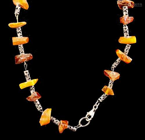 Amber Silver Necklace