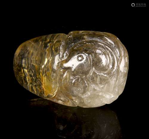 Chinese Carved Crystal Pebble