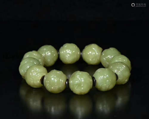 A HETIAN JADE ROSARY BRACELET