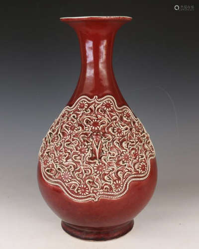 YUAN A SACRIFICIAL-RED-GLAZED VASE