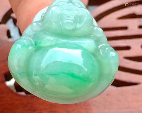 A NATURAL JADEITE BUDDHA DESIGN PENDANT