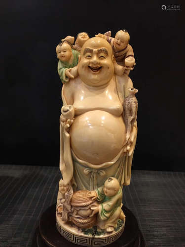 MENGMA XY CARVED FIGURE OF LAUGHING BUDDHA