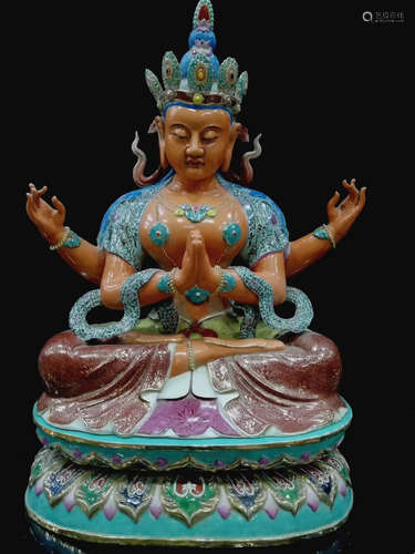 A COLOR PAINTED BUDDHA FIGURE