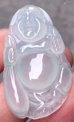 A NATURAL JADEITE BUDDHA DESIGN PENDANT