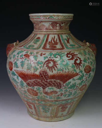 YUAN A RED AND GREEN JAR