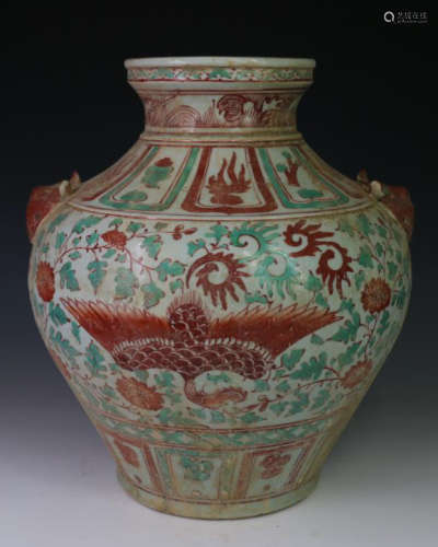 YUAN A RED AND GREEN JAR