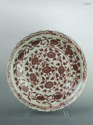 MING Style Large Copper-Red 'LOTUS' Plate